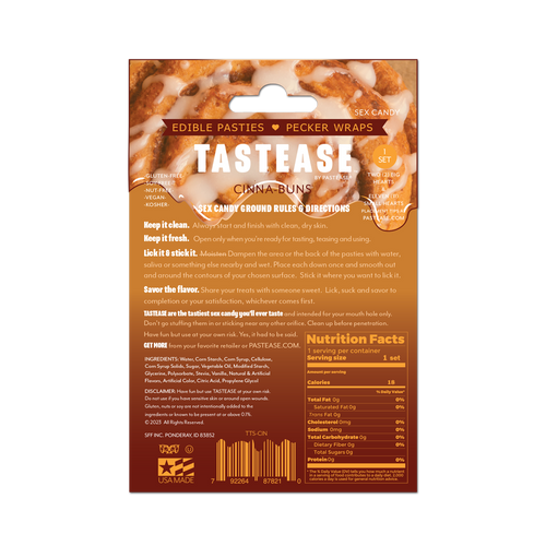 5 Pack: Tastease: Edible Pasties & Pecker Wraps Cinna-Buns Cinnamon Roll Candy by Pastease®